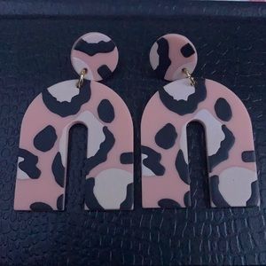 Pink cheetah earrings